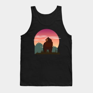 Bear in forrest with northern lights Tank Top